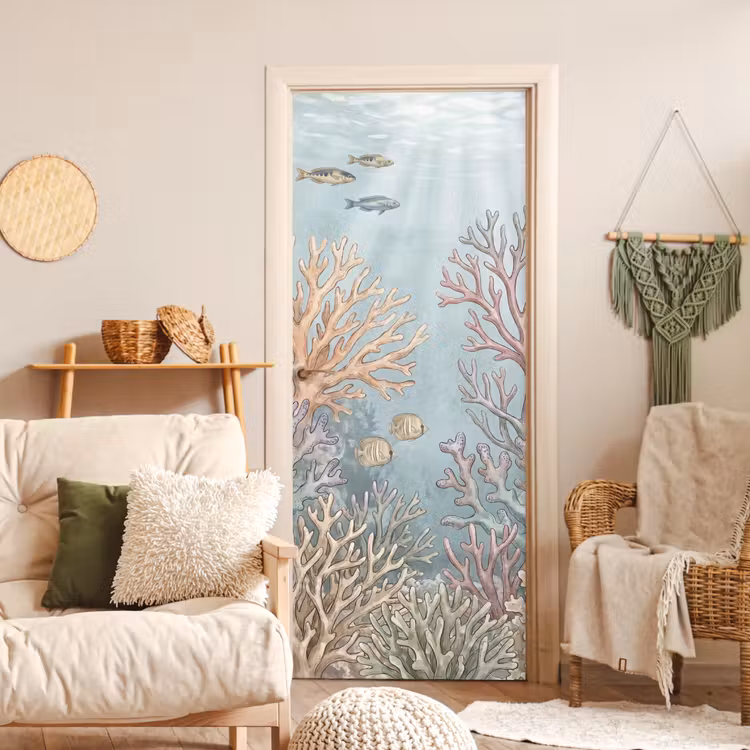 Deursticker - Vis - Koraal - Oceaan - Illustratie - Onderwater — 4