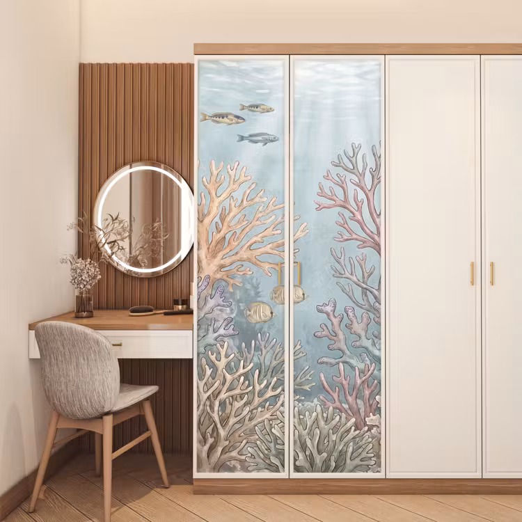 Deursticker - Vis - Koraal - Oceaan - Illustratie - Onderwater — 5