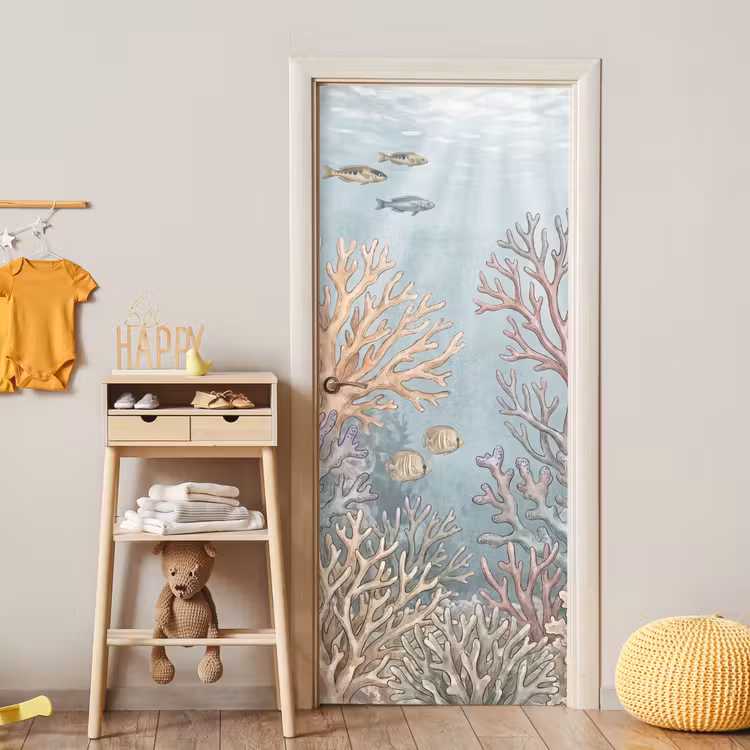 Deursticker - Vis - Koraal - Oceaan - Illustratie - Onderwater — 6