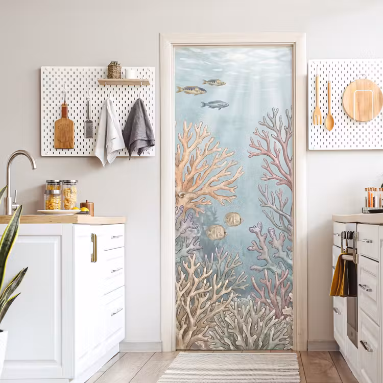 Deursticker - Vis - Koraal - Oceaan - Illustratie - Onderwater — 7