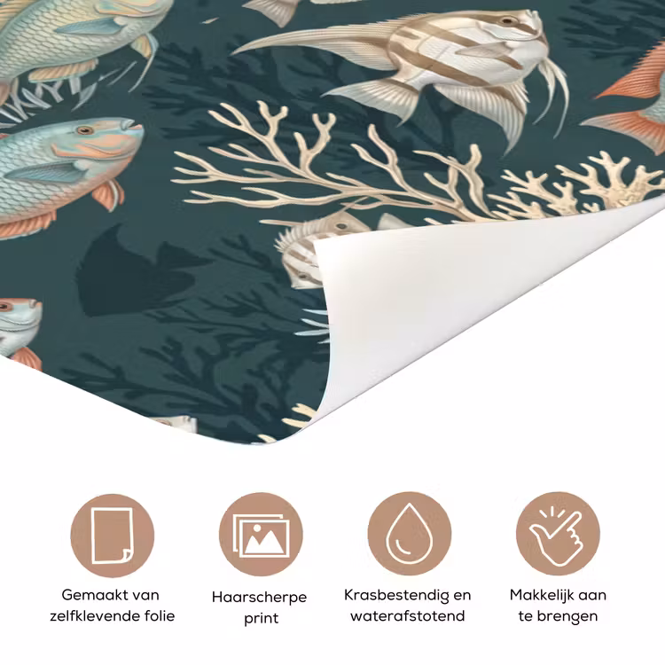 Deursticker - Vis - Koraal - Onderwater - Illustratie — 3