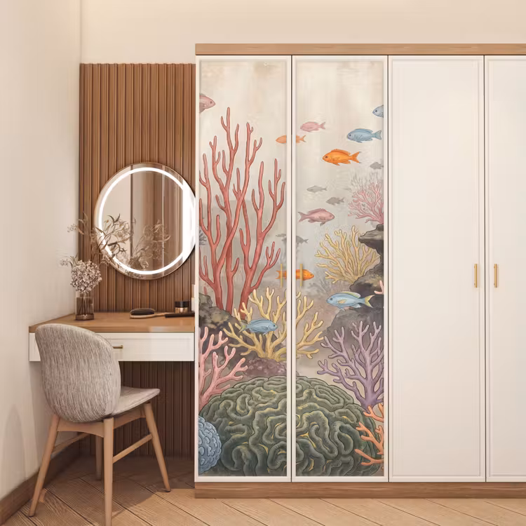 Deursticker - Vis - Koraalrif - Onderwaterwereld - Illustratie — 5