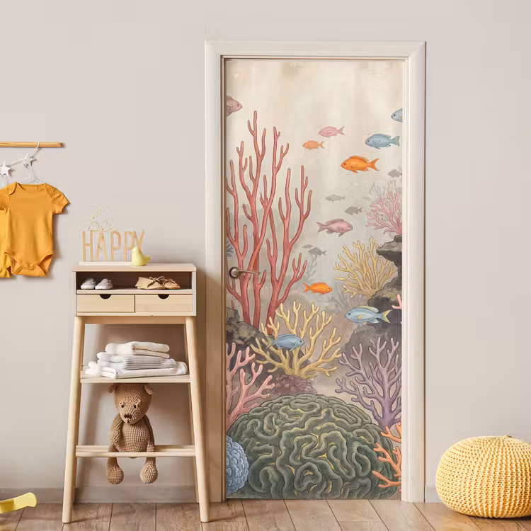 Deursticker - Vis - Koraalrif - Onderwaterwereld - Illustratie — 6
