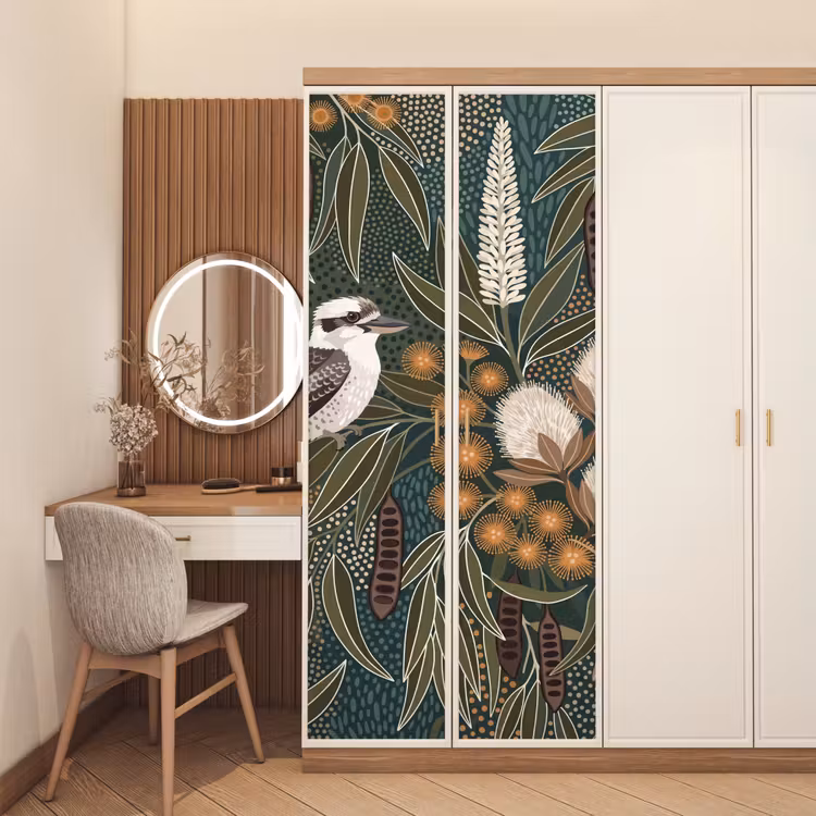 Deursticker - Vogel - Bladeren - Natuur - Illustratie - Groen — 5