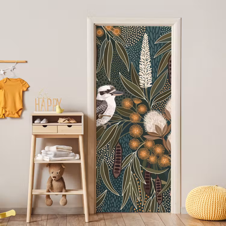 Deursticker - Vogel - Bladeren - Natuur - Illustratie - Groen — 6