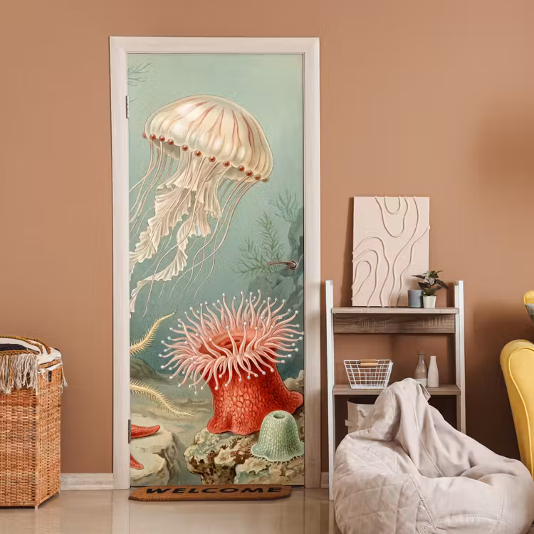 Deursticker - Zeeleven - Kwal - Onderwater - Illustratie - Beige — 2