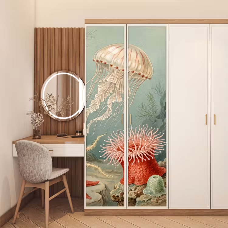 Deursticker - Zeeleven - Kwal - Onderwater - Illustratie - Beige — 5