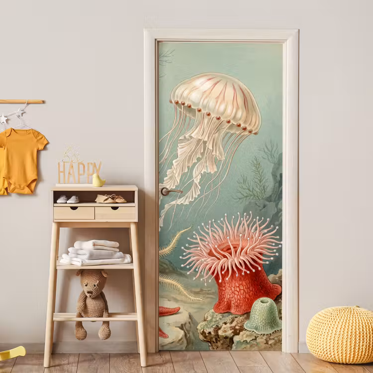 Deursticker - Zeeleven - Kwal - Onderwater - Illustratie - Beige — 6