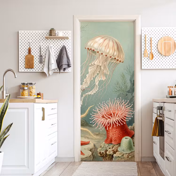 Deursticker - Zeeleven - Kwal - Onderwater - Illustratie - Beige — 7
