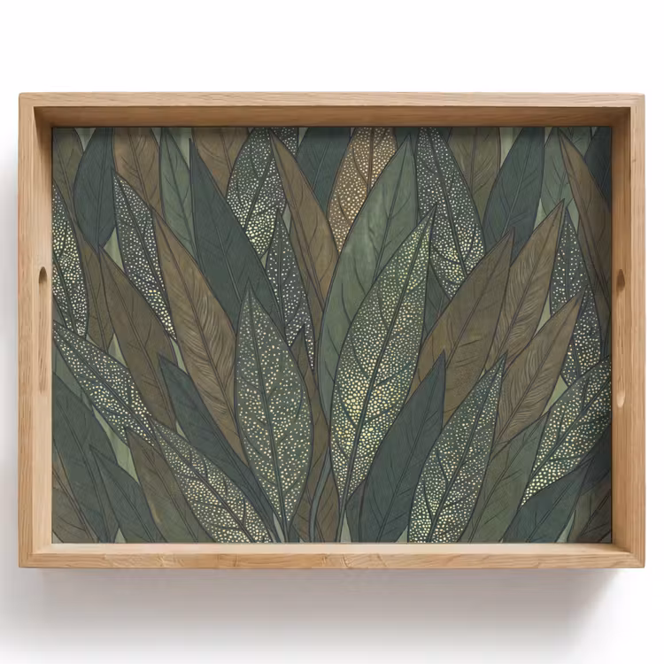 Dienblad - Bladeren - Patroon - Gestippeld - Natuur - Groen — 1
