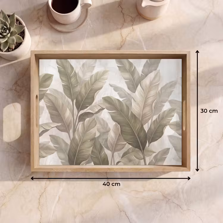 Dienblad - Bladeren - Tropisch - Natuur - Abstract - Beige — 9