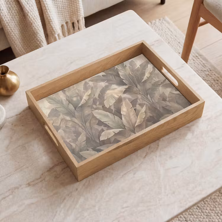 Dienblad - Bladeren - Tropisch - Natuur - Modern - Beige — 2