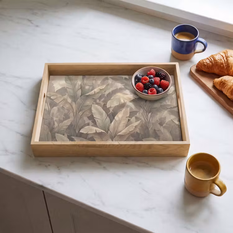 Dienblad - Bladeren - Tropisch - Natuur - Modern - Beige — 4
