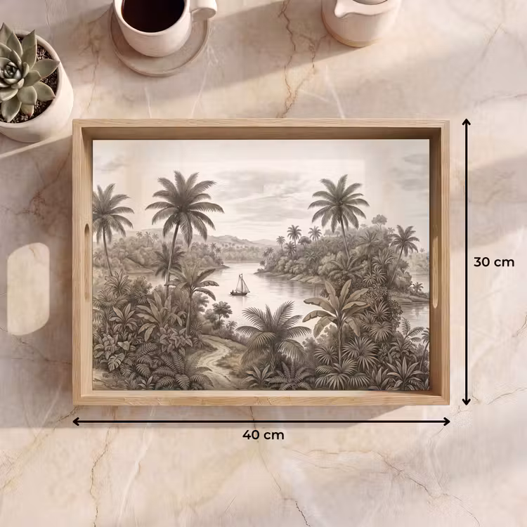 Dienblad - Landschap - Rivier - Boot - Tropisch - Vintage — 9