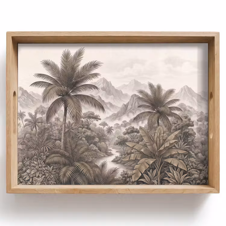 Dienblad - Natuur - Bergen - Rivier - Tropisch - Vintage — 1