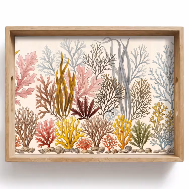Dienblad - Natuur - Onderwater - Botanisch - Vintage - Kleurrijk — 1