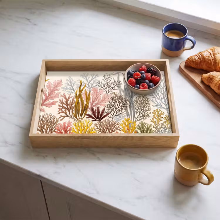 Dienblad - Natuur - Onderwater - Botanisch - Vintage - Kleurrijk — 4