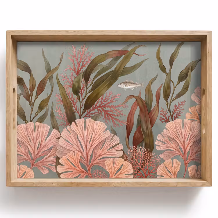 Dienblad - Onderwater - Planten - Vis - Vintage - Groen — 1