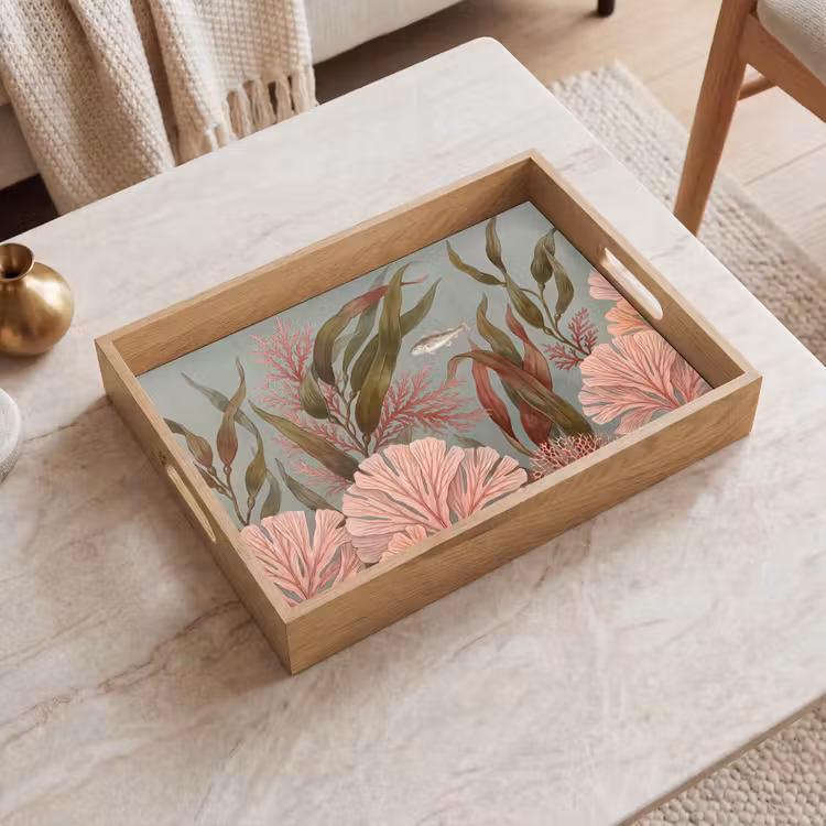 Dienblad - Onderwater - Planten - Vis - Vintage - Groen — 2