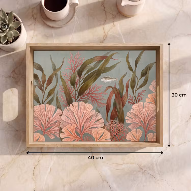 Dienblad - Onderwater - Planten - Vis - Vintage - Groen — 9