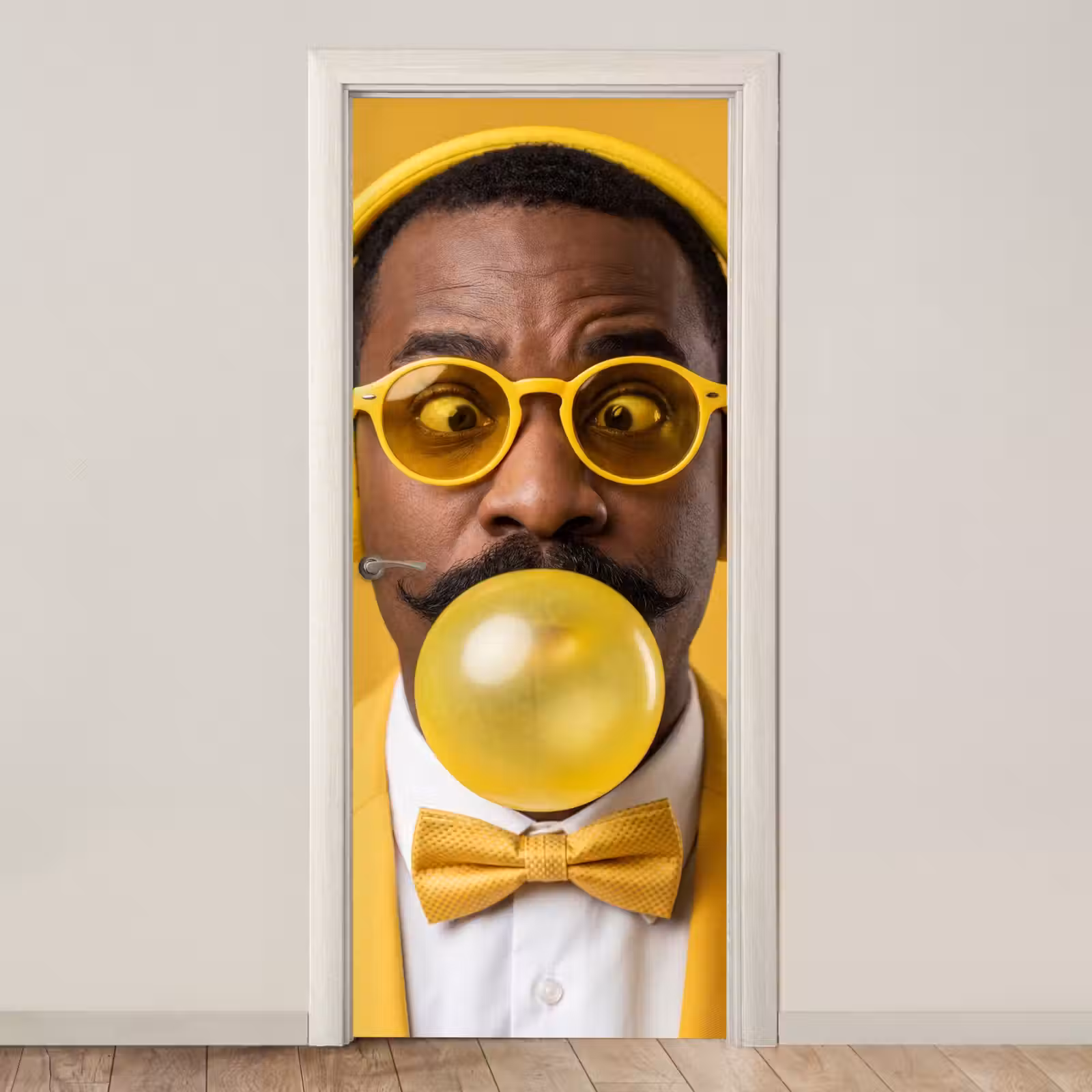 Deursticker - Man - Bubblegum - Portret - Geel - Modern — 1