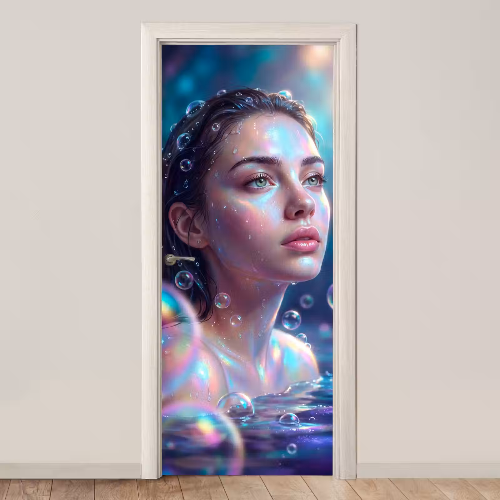 Deursticker - Vrouw - Water - Portret - Kleurrijk - Modern — 1