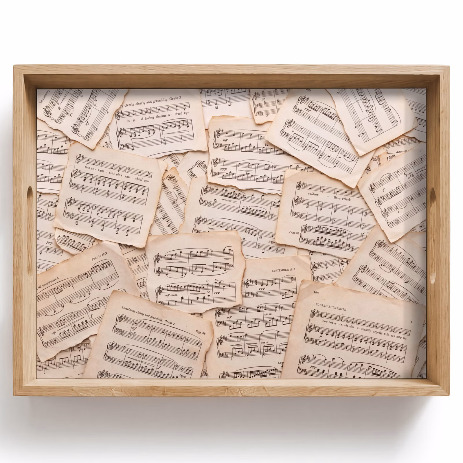 Dienblad - Bladmuziek - Oud - Noten - Vintage - Beige — 1