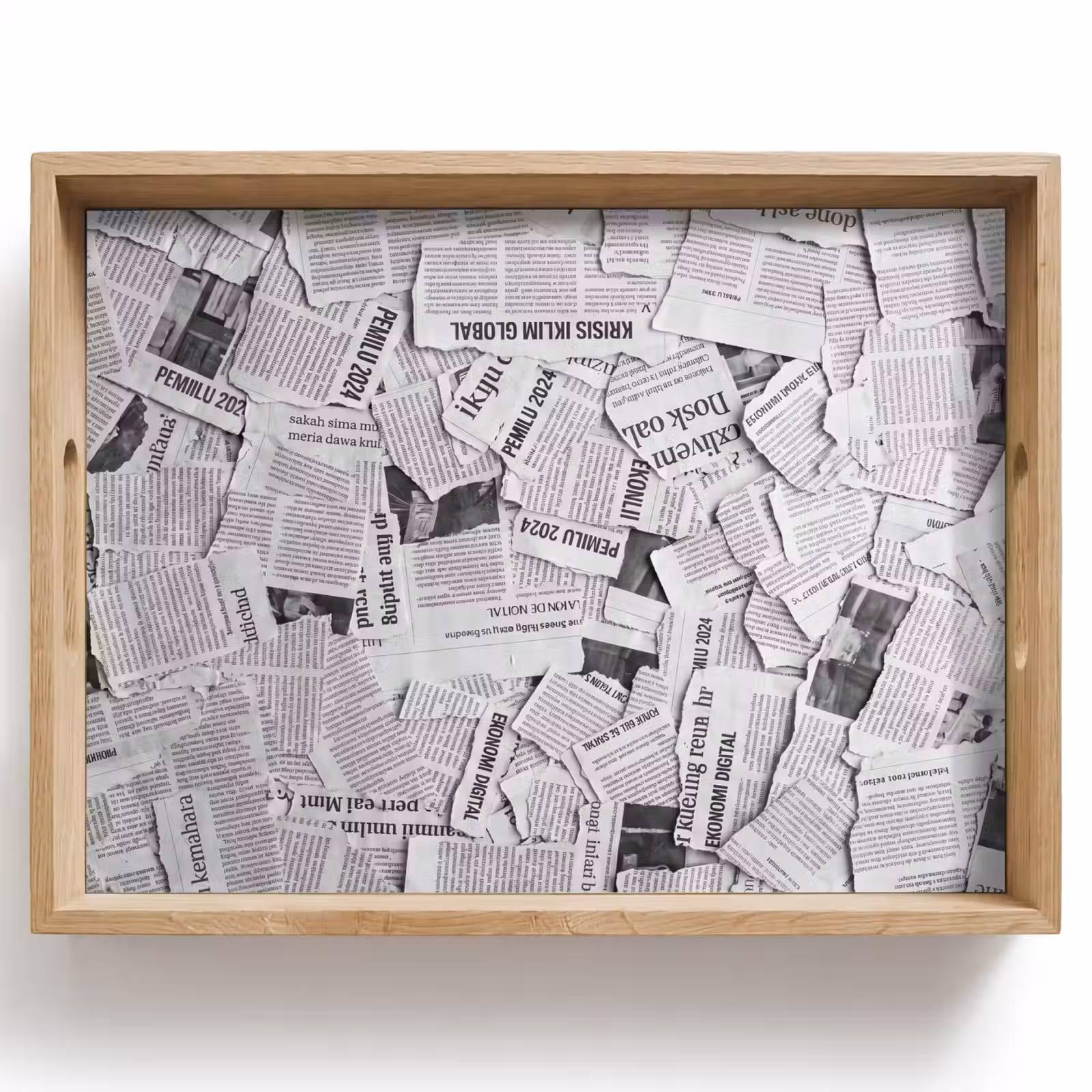 Dienblad - Krant - Versnipperd - Textuur - Zwart-wit - Abstract — 1