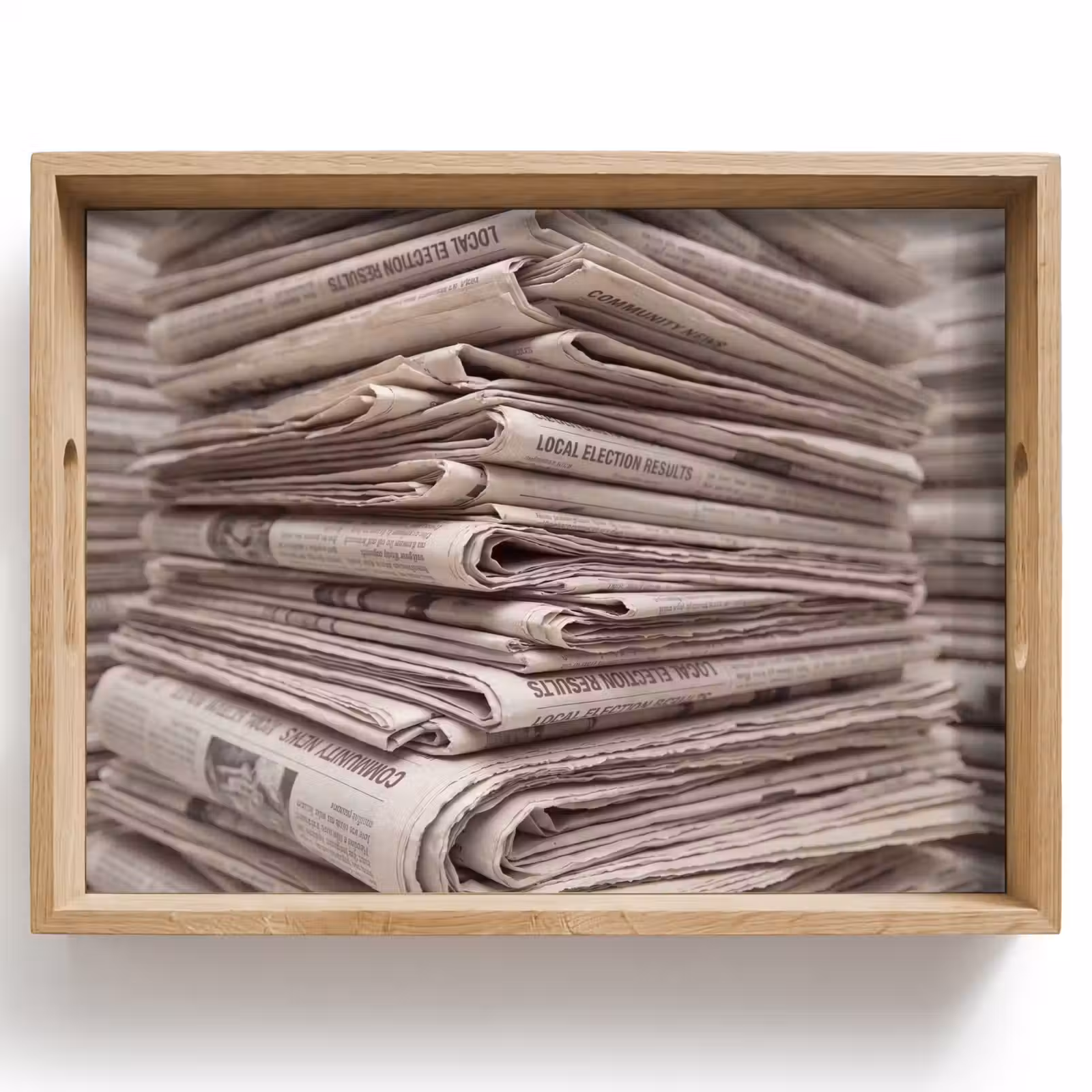Dienblad - Kranten - Stapel - Nieuws - Vintage - Beige — 1