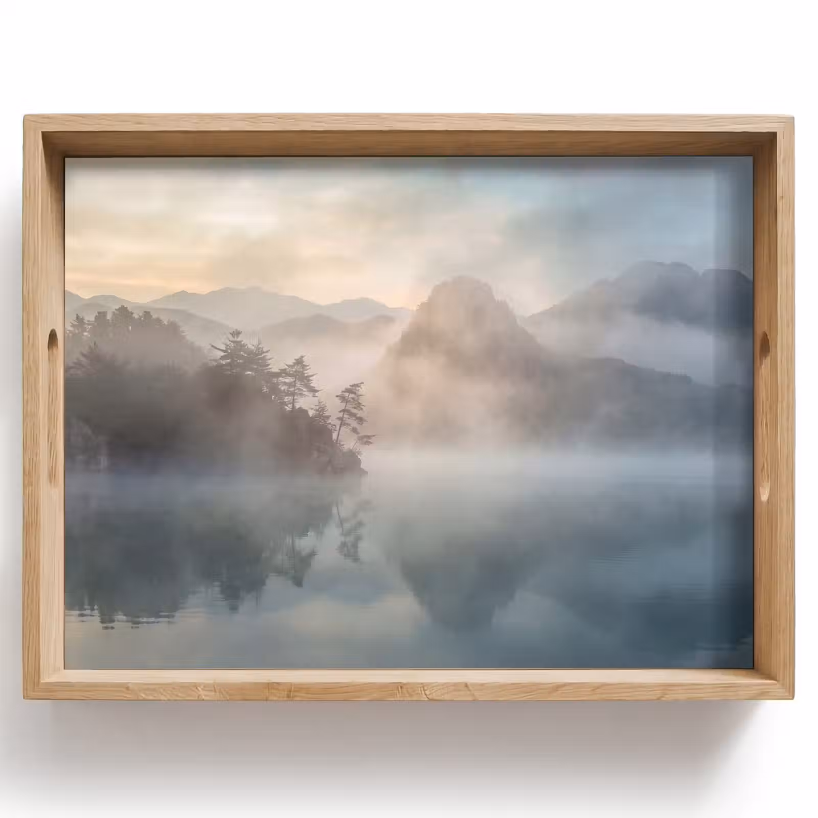 Dienblad - Landschap - Bergen - Mist - Water - Natuur — 1