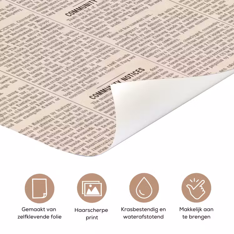 Deursticker - Krant - Nieuws - Historisch - Vintage - Beige — 3