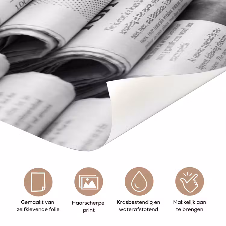 Deursticker - Krant - Stapel - Nieuws - Zwart-wit - Media — 3