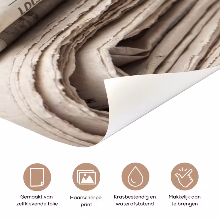 Deursticker - Kranten - Stapel - Nieuws - Vintage - Beige — 3
