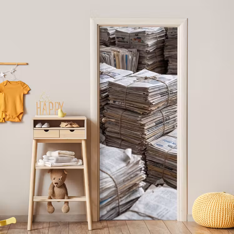 Deursticker - Kranten - Stapels - Touw - Informatie - Vintage — 6