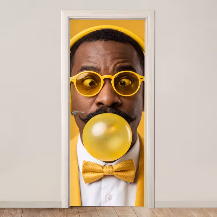 Deursticker - Man - Bubblegum - Portret - Geel - Modern — 1
