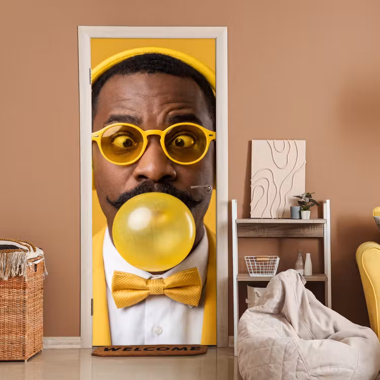 Deursticker - Man - Bubblegum - Portret - Geel - Modern — 2