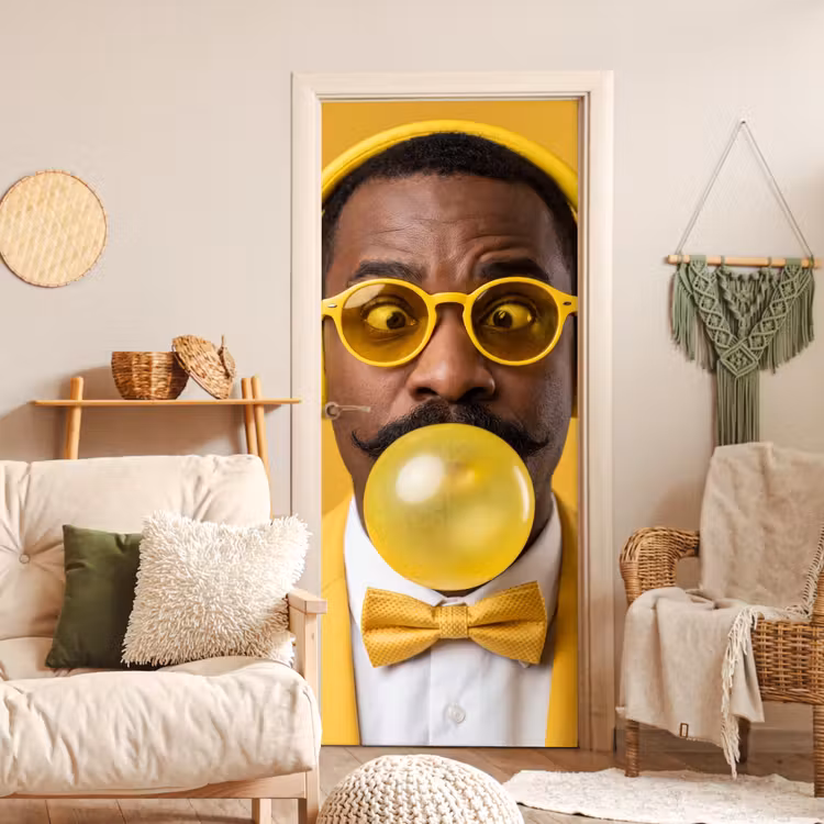 Deursticker - Man - Bubblegum - Portret - Geel - Modern — 4