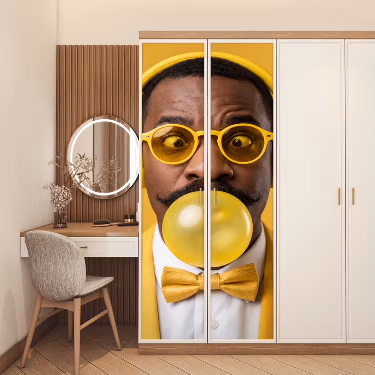 Deursticker - Man - Bubblegum - Portret - Geel - Modern — 5