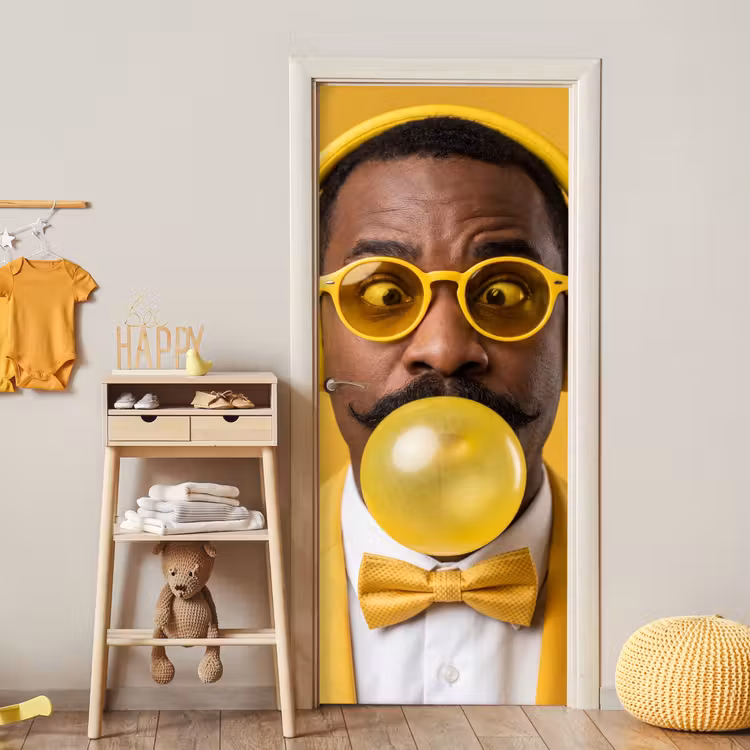 Deursticker - Man - Bubblegum - Portret - Geel - Modern — 6