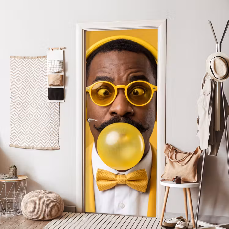 Deursticker - Man - Bubblegum - Portret - Geel - Modern — 8