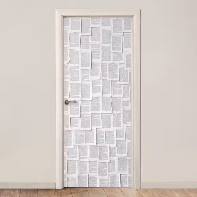 Deursticker - Papier - Overlappend - Textuur - Modern - Wit — 1