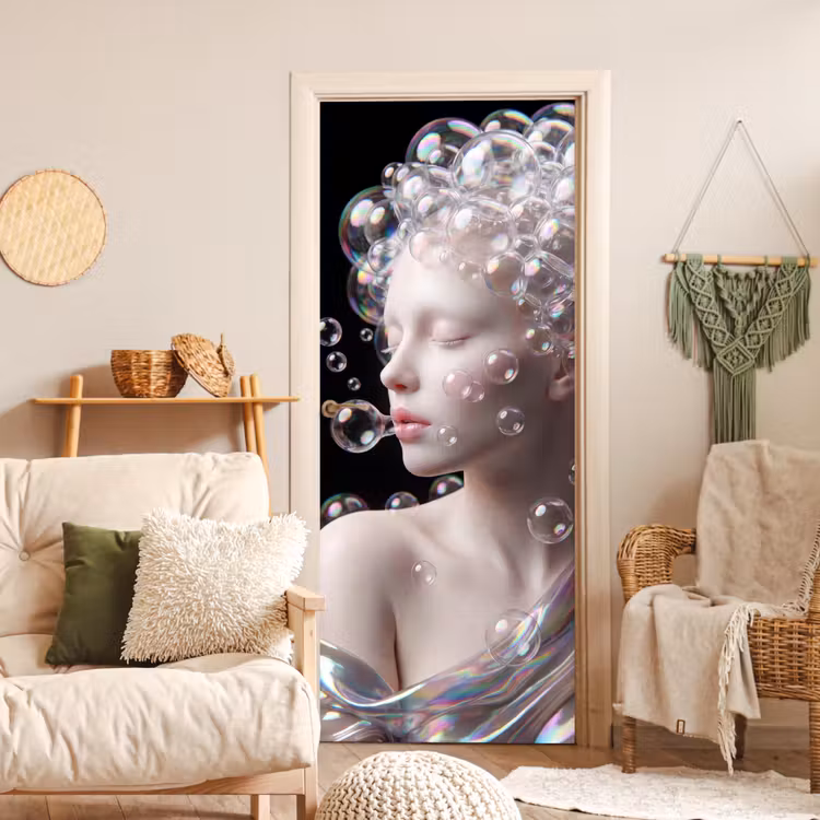 Deursticker - Vrouw - Bellen - Abstract - Kleurrijk — 4