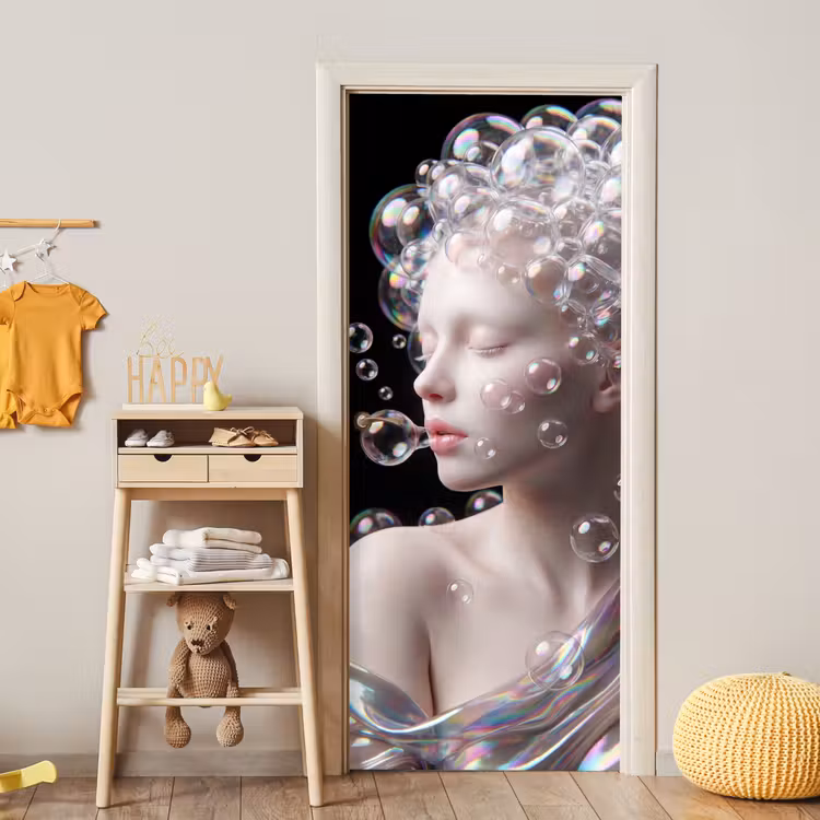 Deursticker - Vrouw - Bellen - Abstract - Kleurrijk — 6