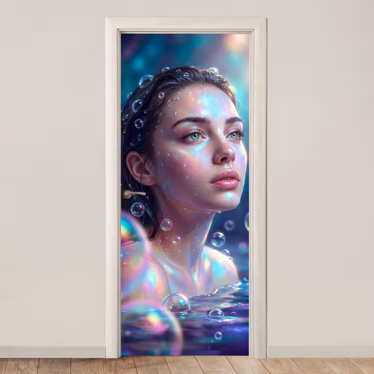 Deursticker - Vrouw - Water - Portret - Kleurrijk - Modern — 1