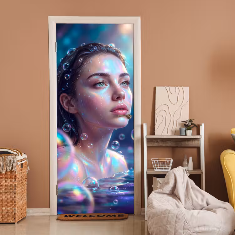 Deursticker - Vrouw - Water - Portret - Kleurrijk - Modern — 2
