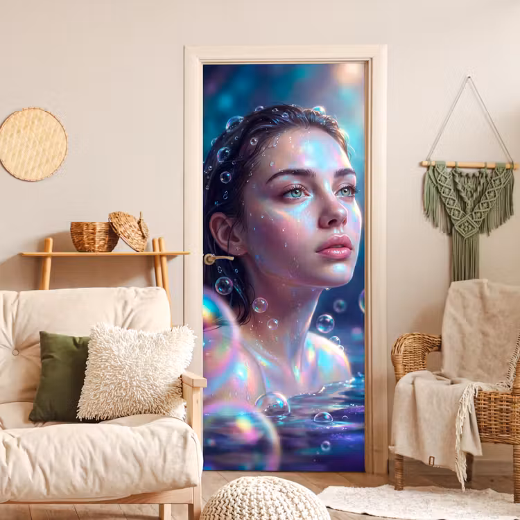 Deursticker - Vrouw - Water - Portret - Kleurrijk - Modern — 4