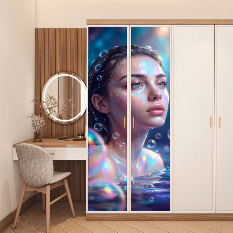 Deursticker - Vrouw - Water - Portret - Kleurrijk - Modern — 5