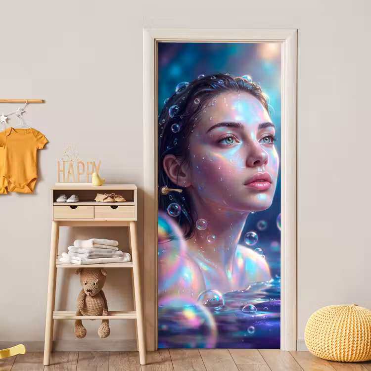 Deursticker - Vrouw - Water - Portret - Kleurrijk - Modern — 6