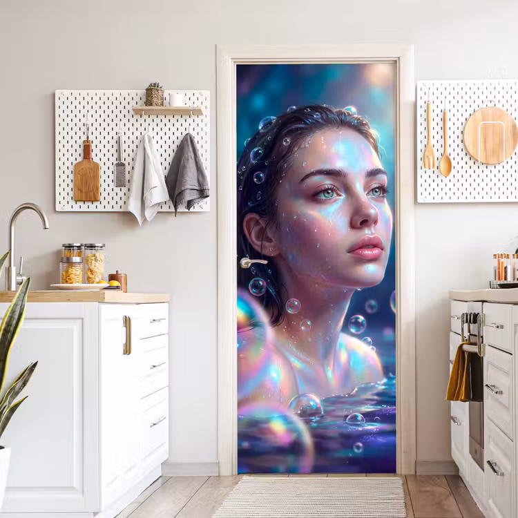 Deursticker - Vrouw - Water - Portret - Kleurrijk - Modern — 7
