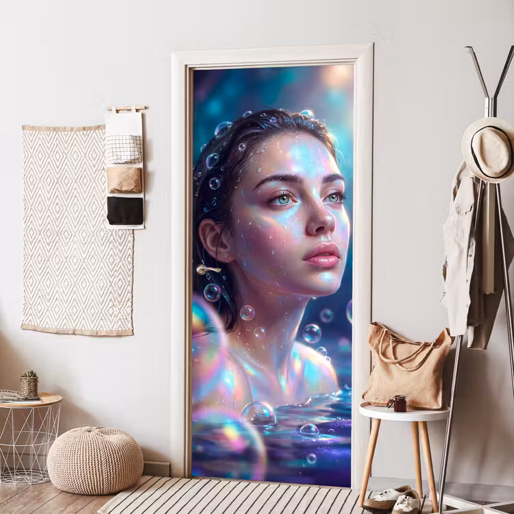 Deursticker - Vrouw - Water - Portret - Kleurrijk - Modern — 8